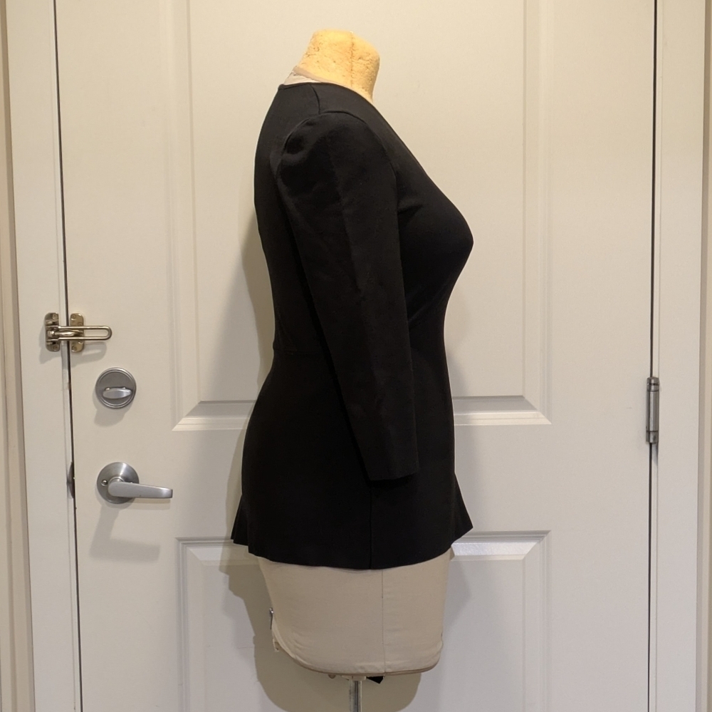 3/$30 EUC Zara Knit L Asymmetrical Black V Neck Viscose Sweater - Picture 3 of 7